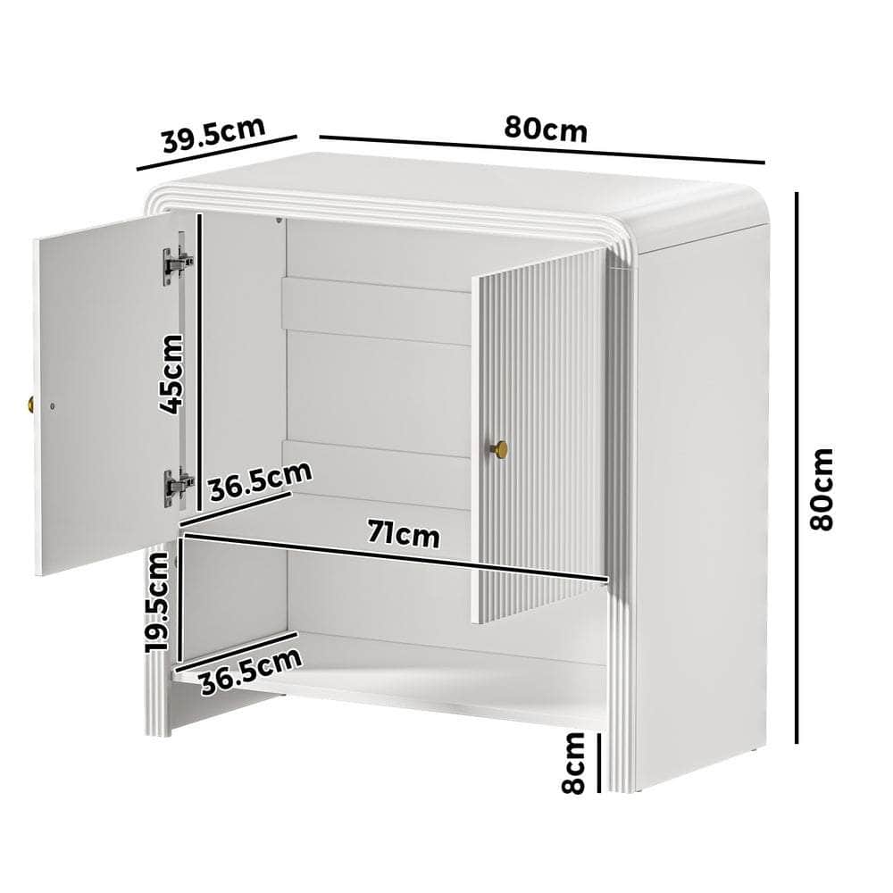 Buffet Sideboard Storage Cabinet White 2 Doors Cupboard for Dining Room