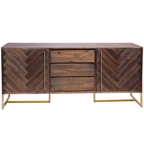 Buffet Table 180Cm 2 Door 3 Drawer Solid Acacia Timber Wood - Brown