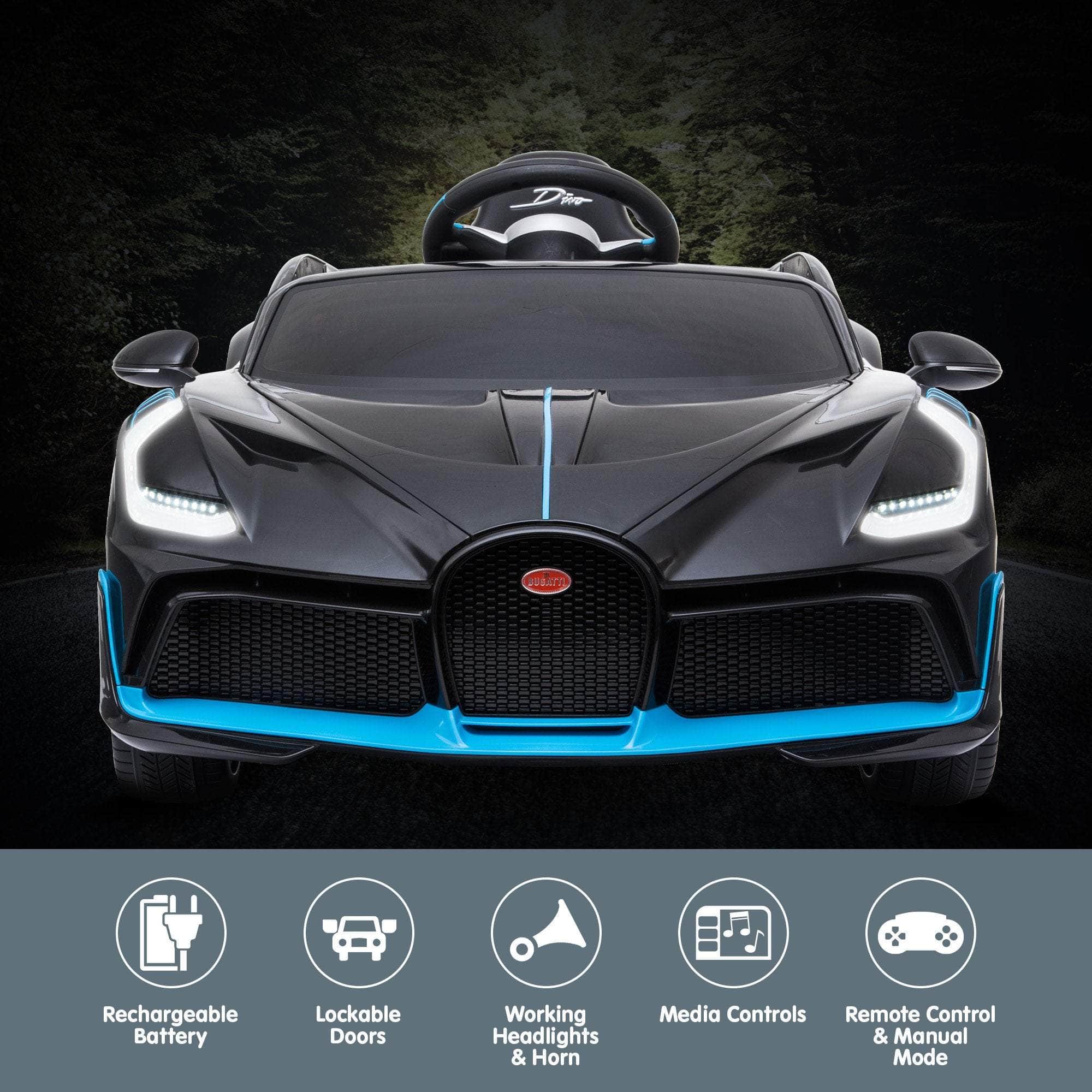 Bugatti Divo Kids Ride On Car Black/Blue/Red Edition