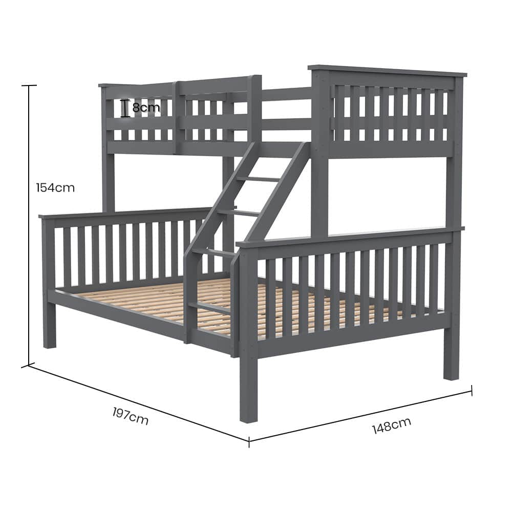 Bunk Bed Triple Wooden Single Over Double Beds For Kids Solid Pine