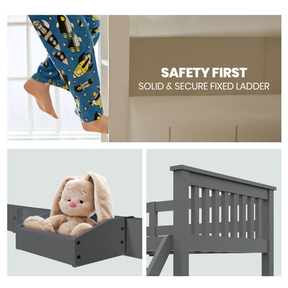 Bunk Bed Triple Wooden Single Over Double Beds For Kids Solid Pine