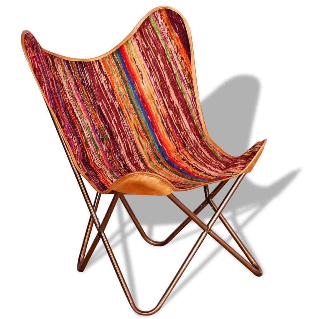 Butterfly Chairs 2 pcs Multicolour Chindi Fabric - Simple deals
