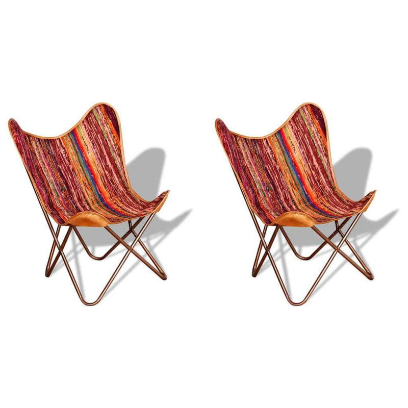 Butterfly Chairs 2 pcs Multicolour Chindi Fabric - Simple deals