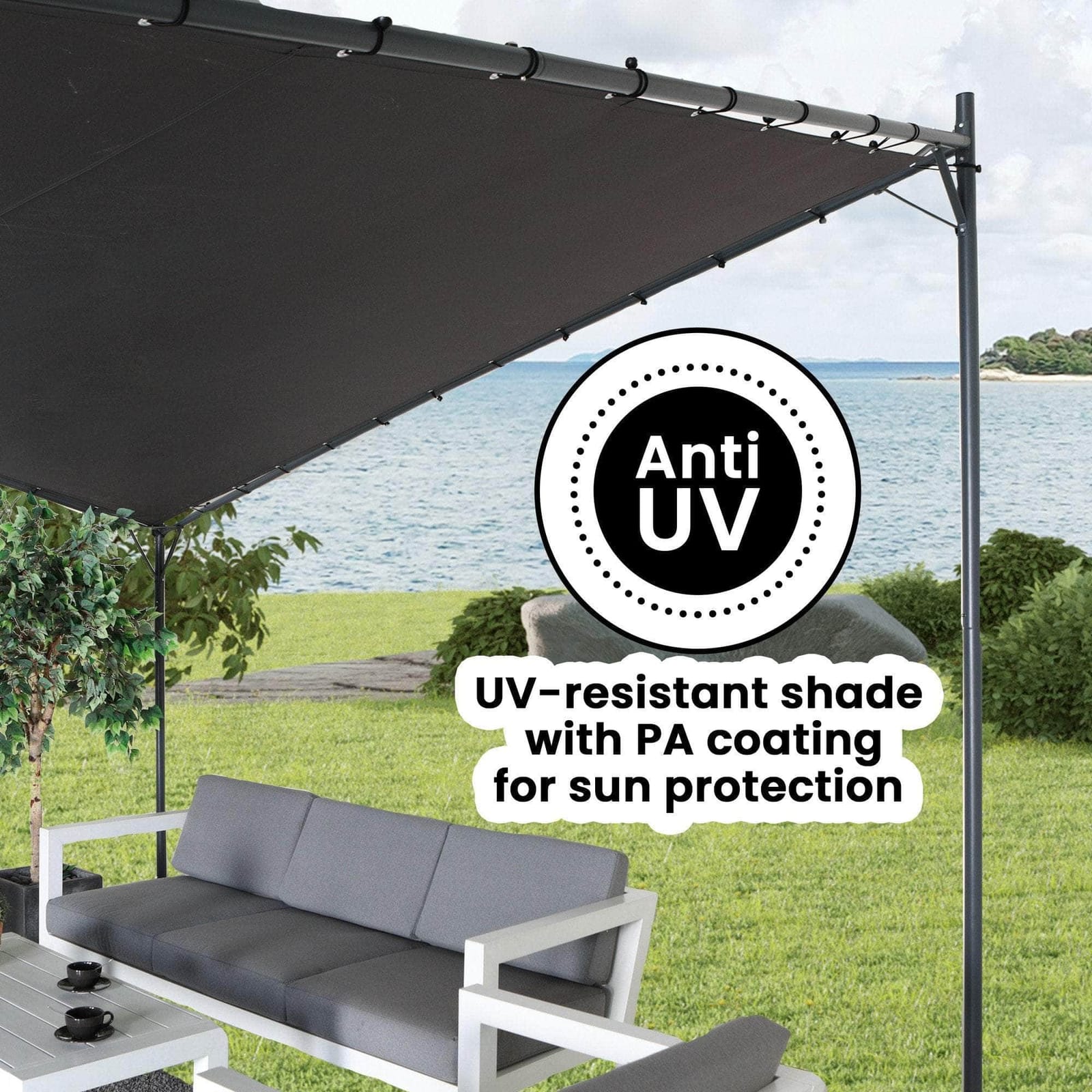 3x3m Butterfly Steel Gazebo - Charcoal with Steel finish