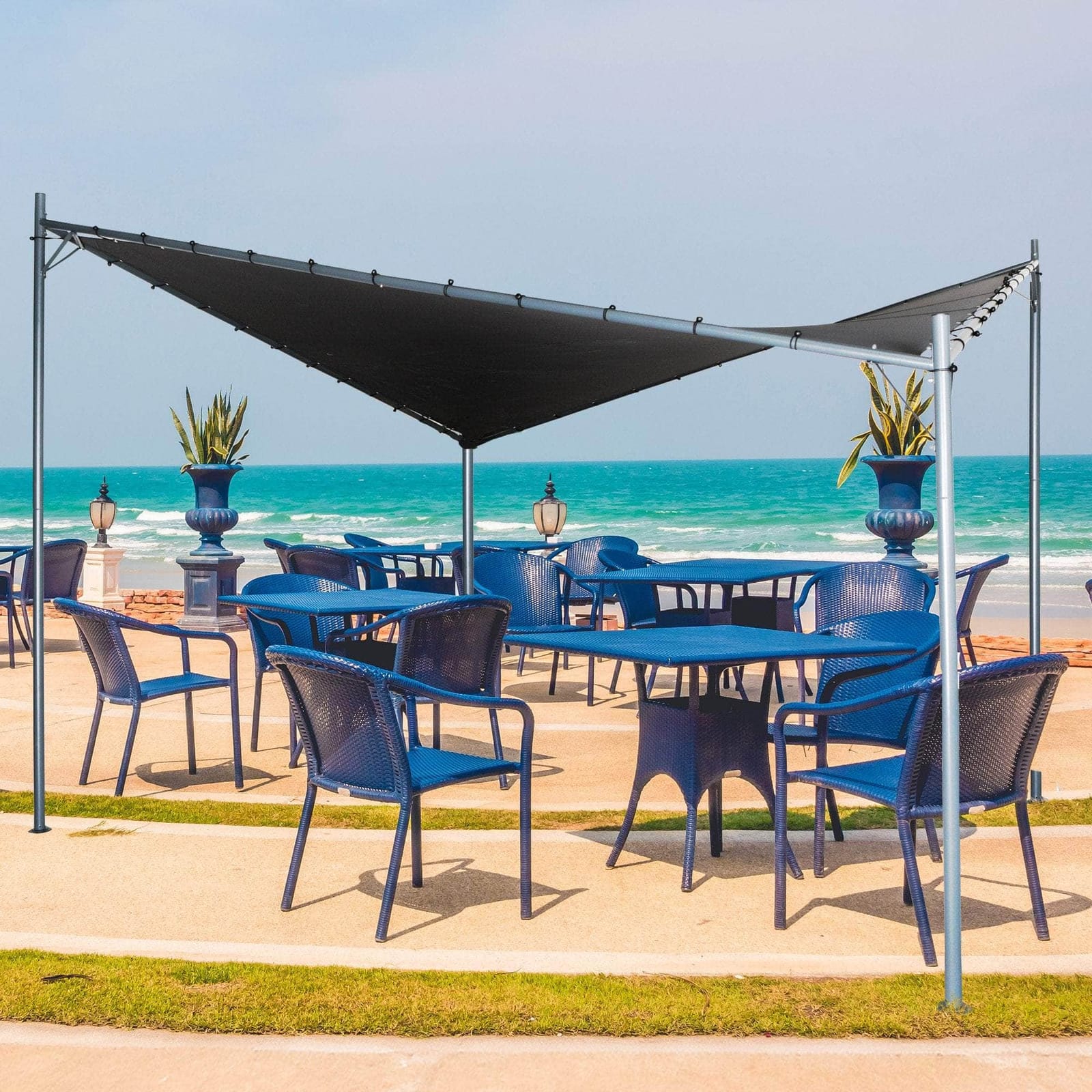 3x3m Butterfly Steel Gazebo - Charcoal - Charcoal colour