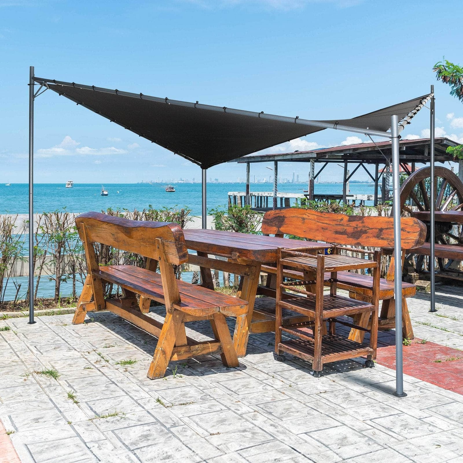 3x3m Butterfly Steel Gazebo - Charcoal with Charcoal colour