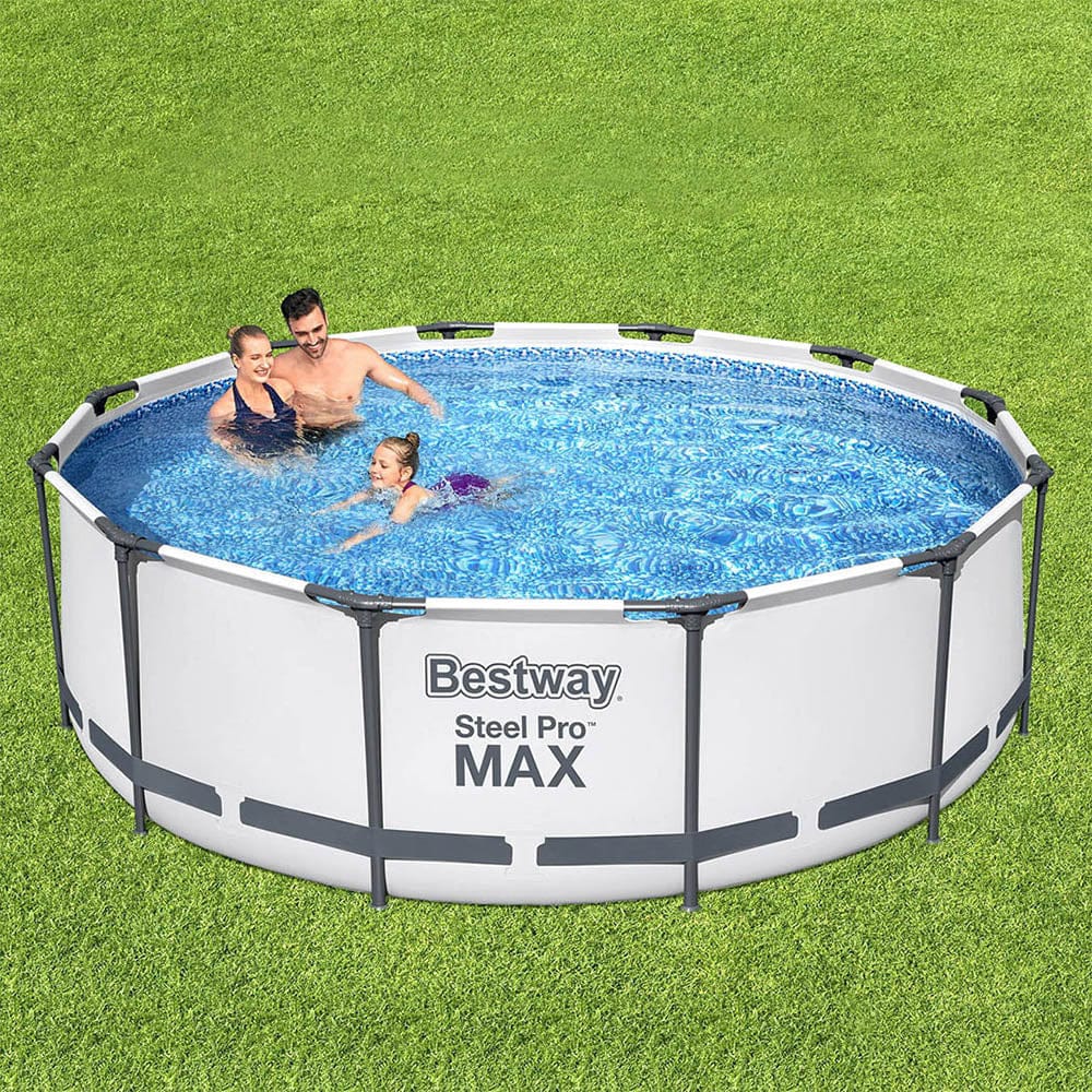 Swimming Pool Steel Frame Round Above Ground Pools w/ Filter Pump 9150L - Swimming Pools