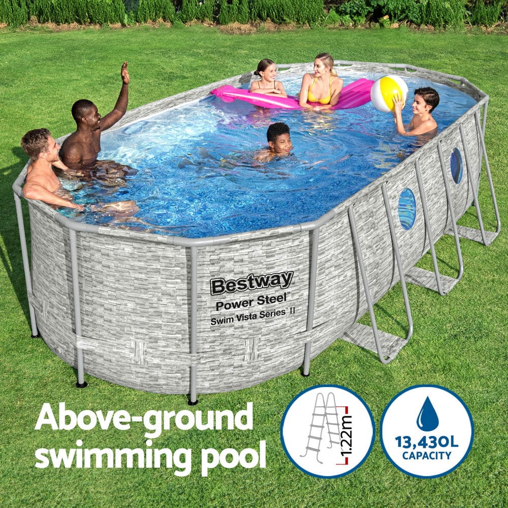 Steel Frame Above Ground Pool 549x274x122cm with Filter Pump Ladder with Swimming Pools