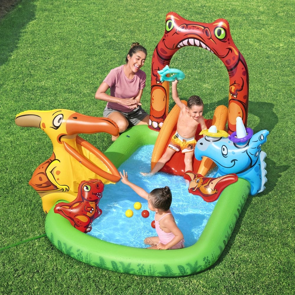 Kids Inflatable Play Splash Pool w/ Slide 242x140cm with Pool Toys & Inflatables - photo 8