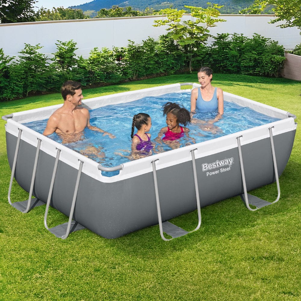 Steel Frame Above Ground Pool 282x196x84cm w/ Pump, Swimming Pools