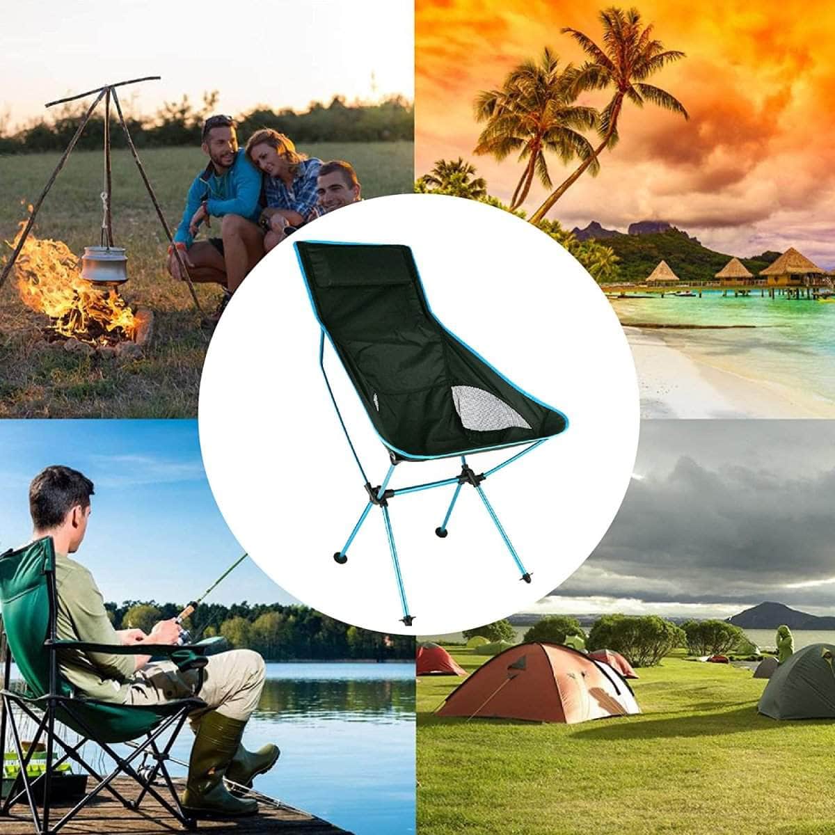 Camping Chair Folding High Back Backpacking Chair, Lightweight Portable Compact For Outdoor Camp