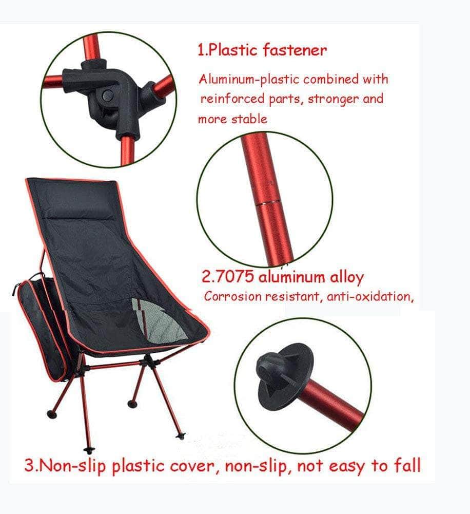 Camping Chair Folding High Back Backpacking Chair With Headrest Sky
