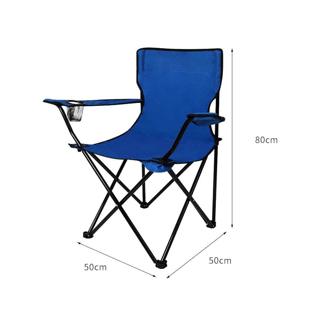 Camping Chairs Folding Arm Foldable Blue