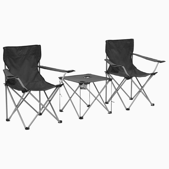 Camping Table and Chair Set 3 Pieces Grey - Simple deals