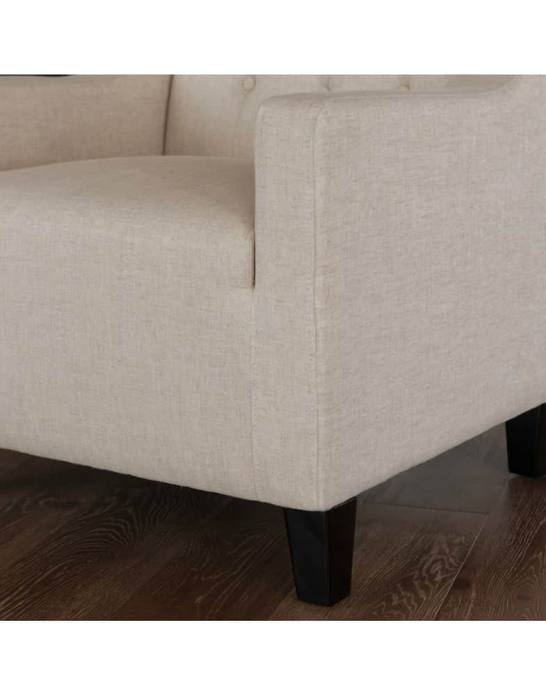 Canberra Fabric Armchair & Ottoman in Begie Linen