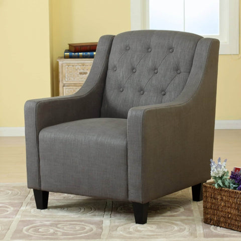 Canberra Fabric Armchair & Ottoman in Grey Linen