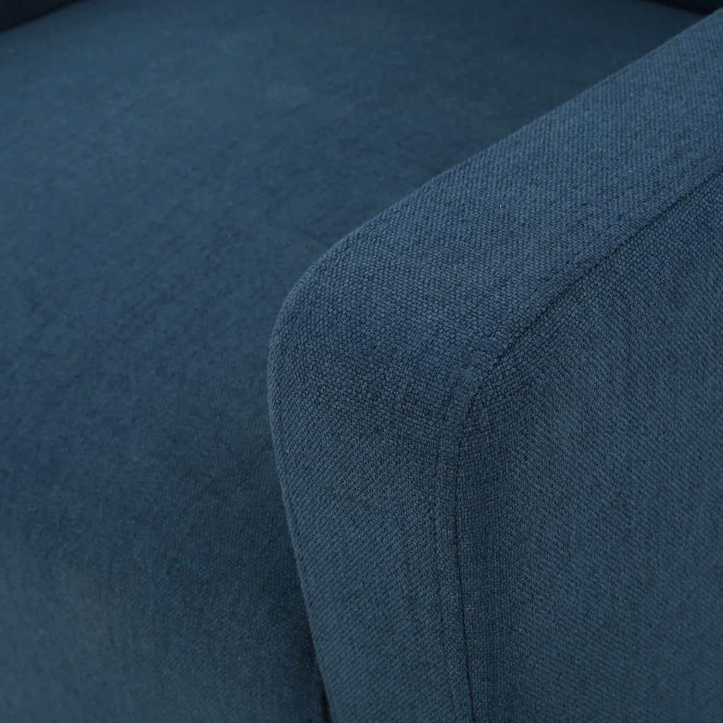 Canberra Linen Fabric Tufted Armchair in Dark Blue