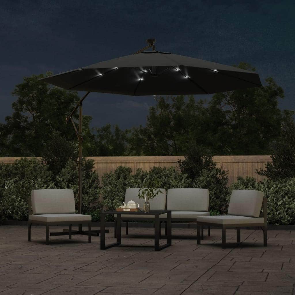 Cantilever Umbrella LED Lights and Steel Pole 300cm Anthracite - Simple deals