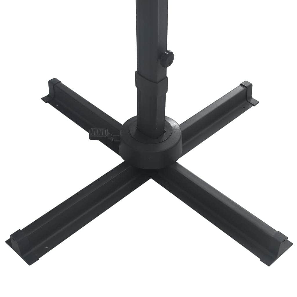 Cantilever Umbrella with LED Lights and Aluminium Pole Black