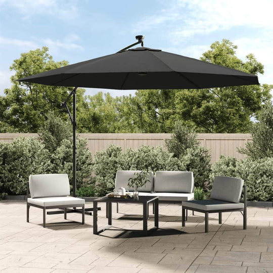 Cantilever Umbrella with LED Lights and Metal Pole 350 cm Anthracite - Simple deals