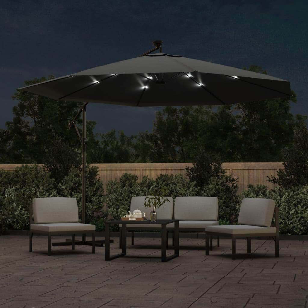 Cantilever Umbrella with LED Lights and Metal Pole 350 cm Anthracite - Simple deals