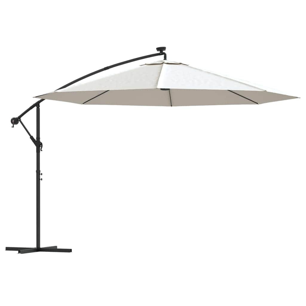 Cantilever Umbrella with LED Lights and Metal Pole 350 cm Sand