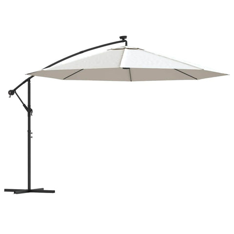 Cantilever Umbrella with LED Lights and Metal Pole 350 cm Sand