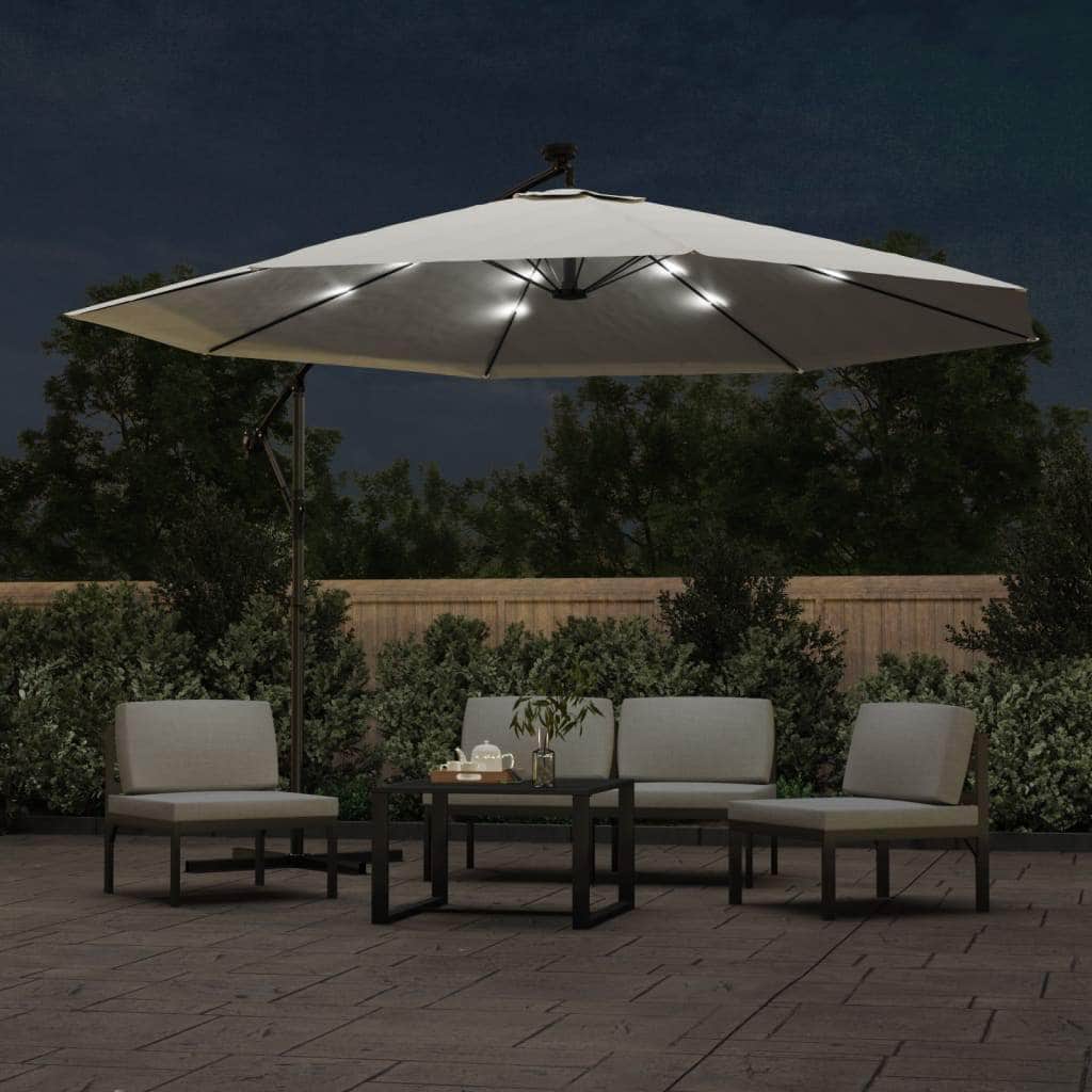 Cantilever Umbrella with LED Lights and Metal Pole 350 cm Sand - Simple deals