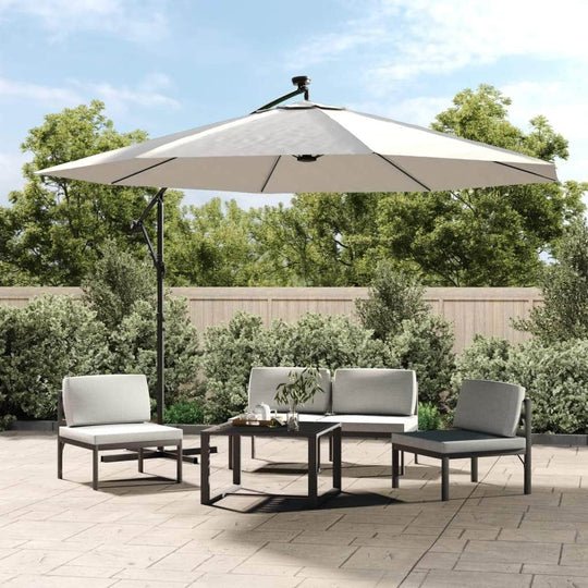 Cantilever Umbrella with LED Lights and Metal Pole 350 cm Sand - Simple deals