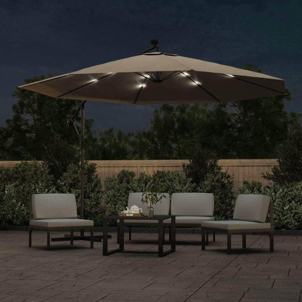 Cantilever Umbrella with LED Lights and Metal Pole 350 cm Taupe - Simple deals