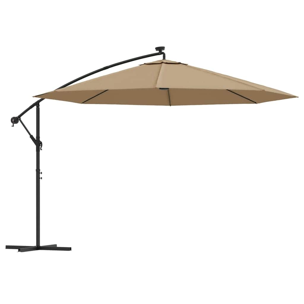 Cantilever Umbrella with LED Lights and Metal Pole 350 cm Taupe - Simple deals