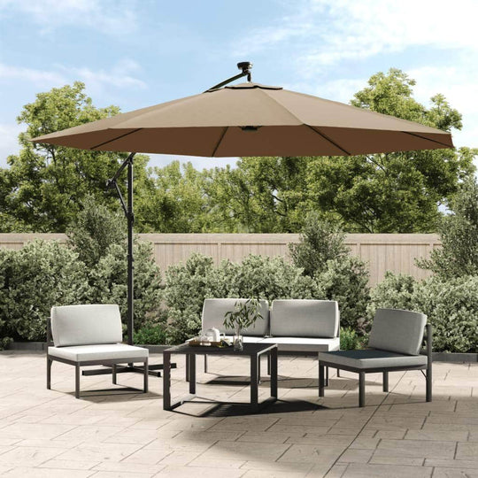 Cantilever Umbrella with LED Lights and Metal Pole 350 cm Taupe - Simple deals