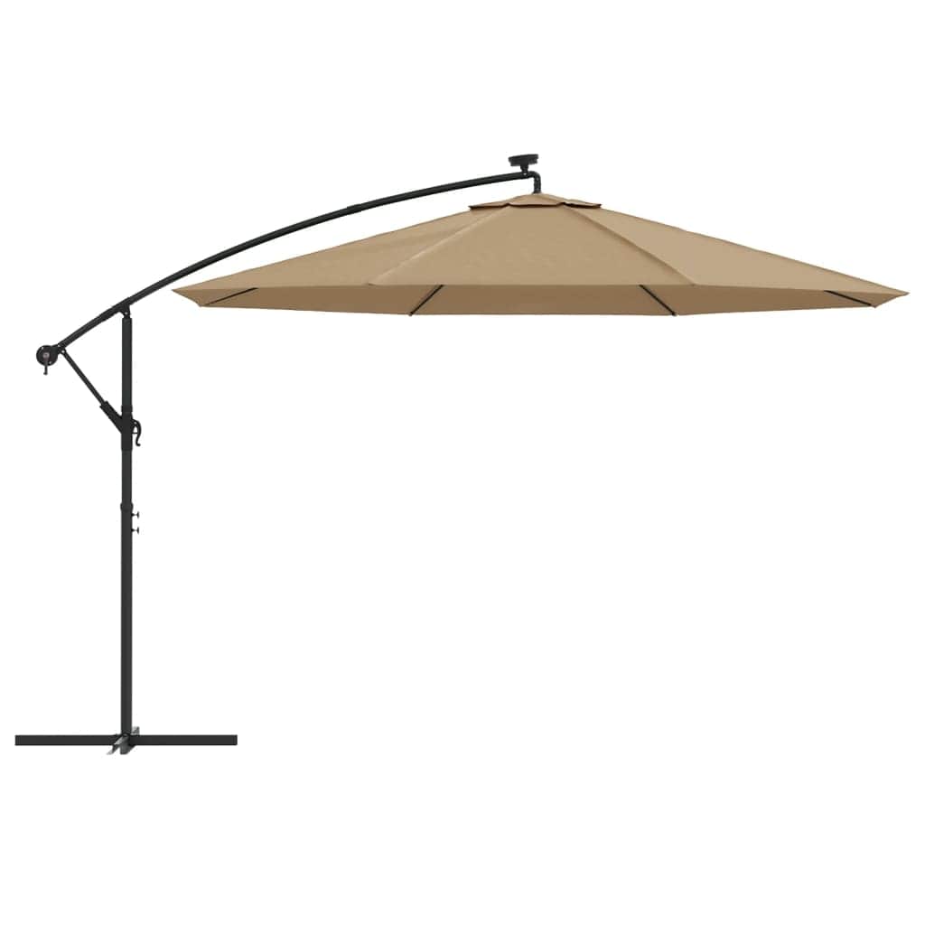 Cantilever Umbrella with LED Lights and Metal Pole 350 cm Taupe - Simple deals