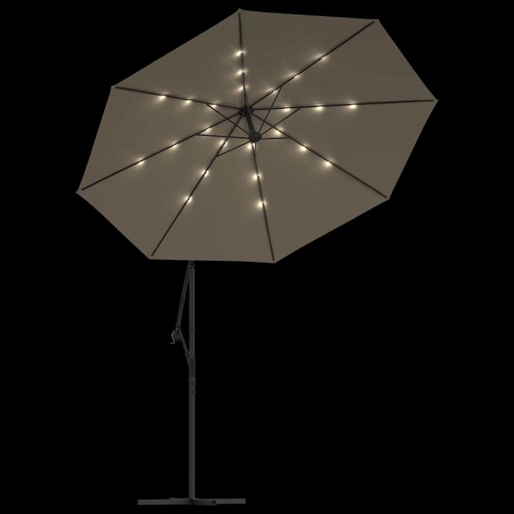 Cantilever Umbrella with LED Lights and Steel Pole 300 cm Taupe - Simple deals