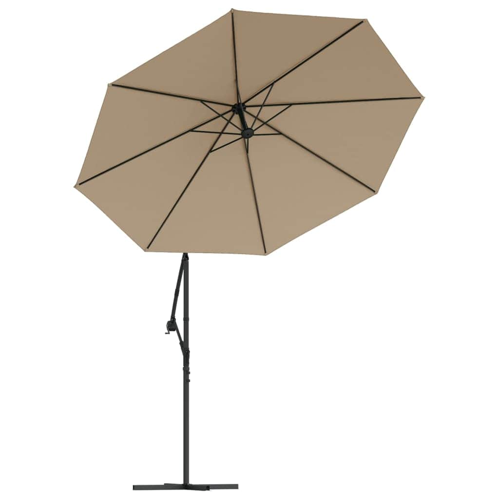 Cantilever Umbrella with LED Lights and Steel Pole 300 cm Taupe - Simple deals