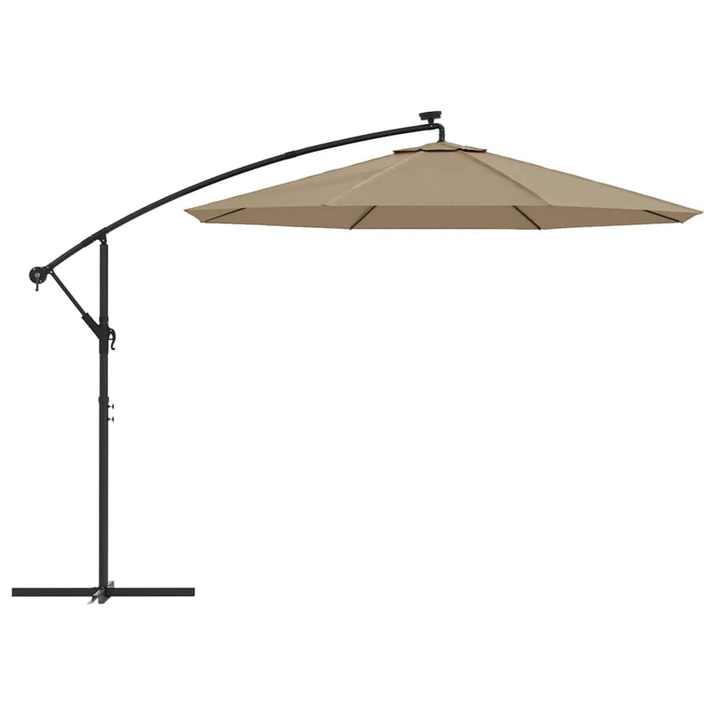 Cantilever Umbrella with LED Lights and Steel Pole 300 cm Taupe - Simple deals