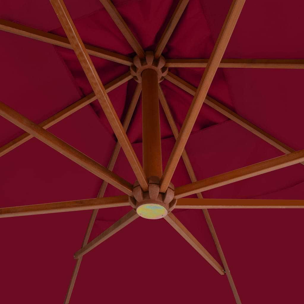 Cantilever Umbrella with Wooden Pole Bordeaux Red