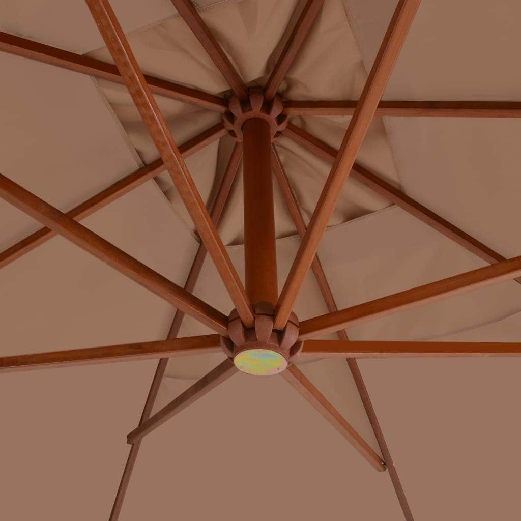 Cantilever Umbrella with Wooden Pole Taupe