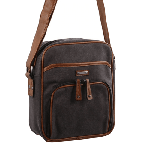 Canvas Cross Body Messenger Bag Mens Ladies Satchel Day Pack - Black