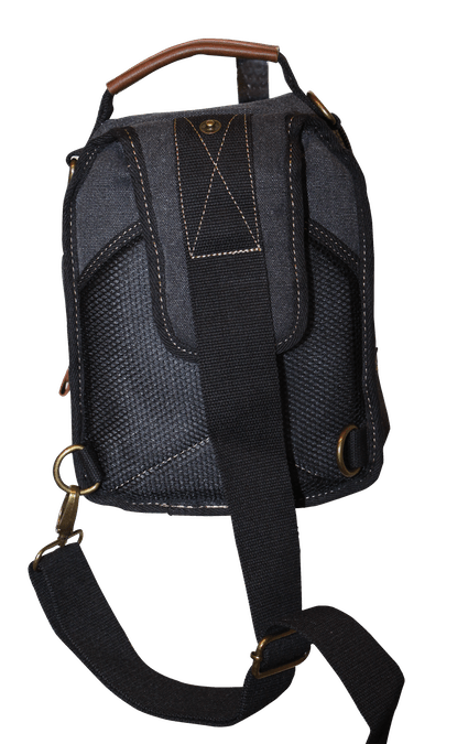 Canvas Sling Bag Shoulder Strap Messenger Travel Pack W Tablet Pocket - Black