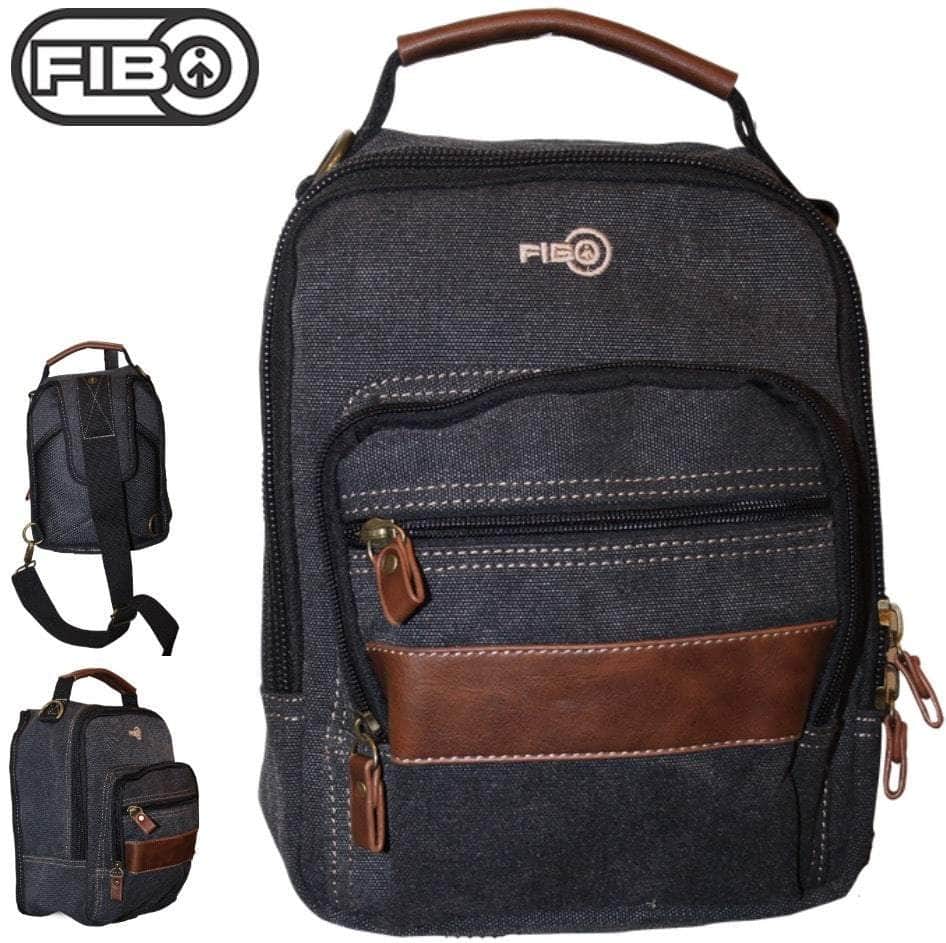 Black colour - Canvas Sling Bag Shoulder Strap Messenger Travel Pack W Tablet Pocket - Black