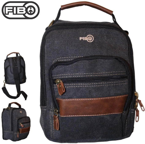 Canvas Sling Bag Shoulder Strap Messenger Travel Pack W Tablet Pocket - Black