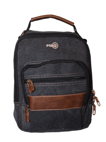 Canvas Sling Bag Shoulder Strap Messenger Travel Pack W Tablet Pocket - Black
