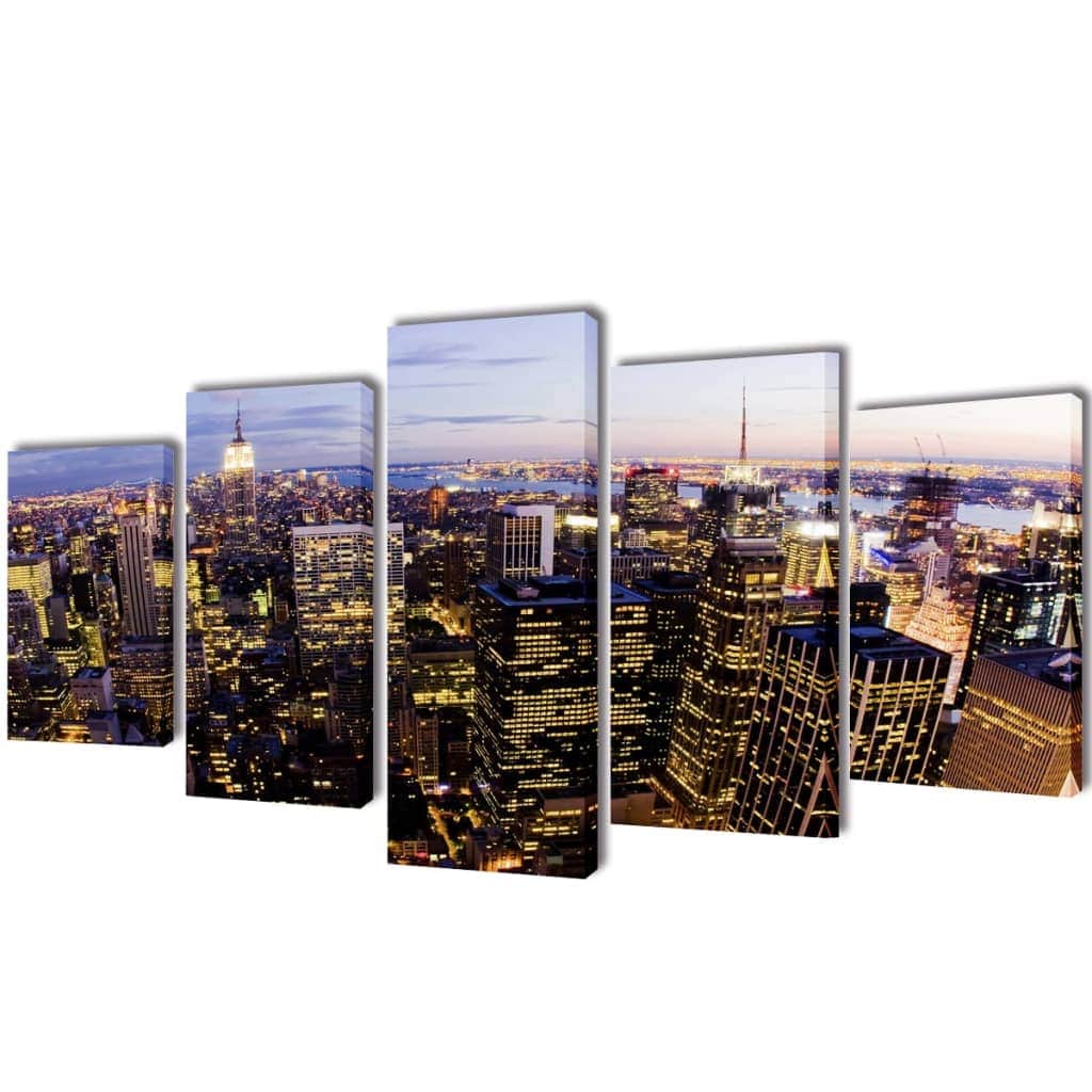 Canvas Wall Print Set Birds Eye View of New York Skyline S