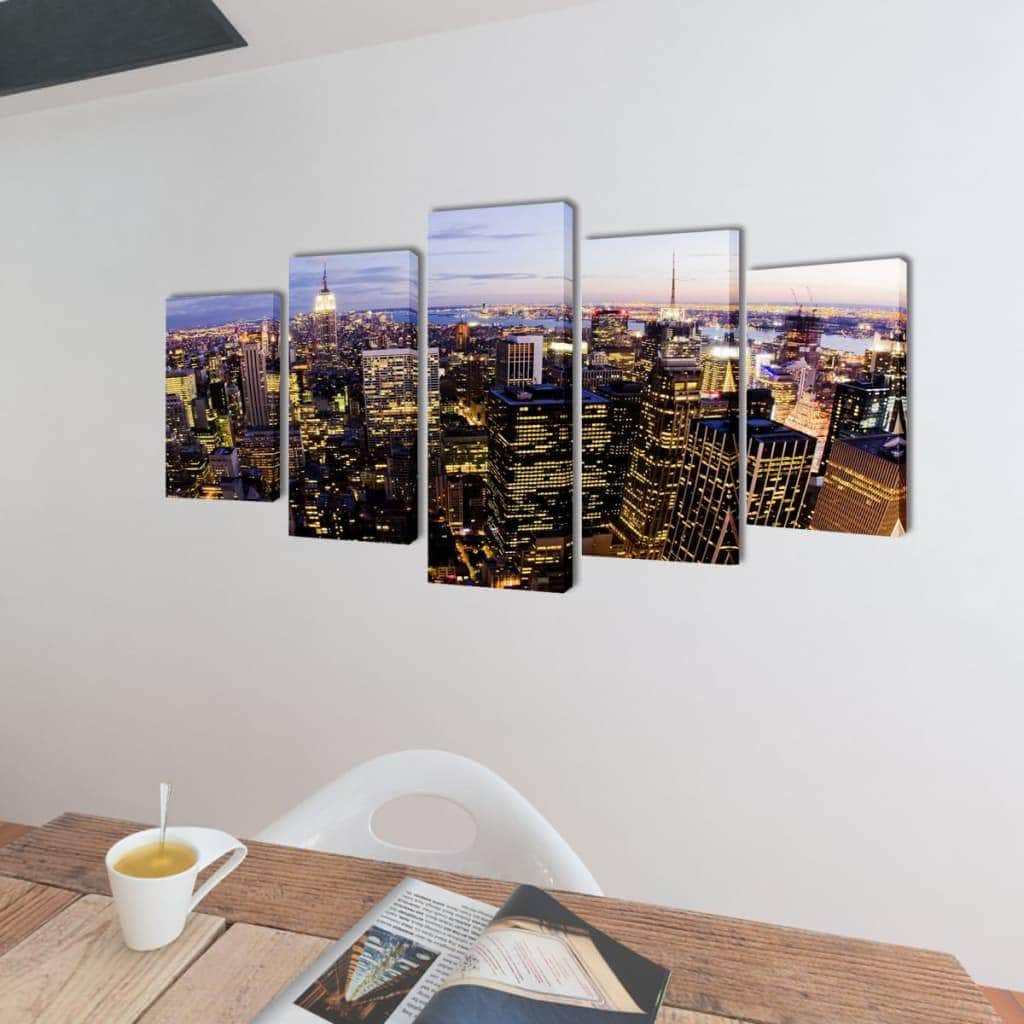 Canvas Wall Print Set Birds Eye View of New York Skyline S