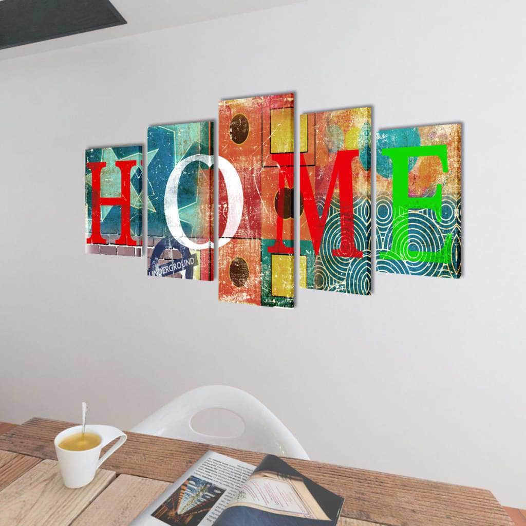 Canvas Wall Print Set Colourful Hoe Design S