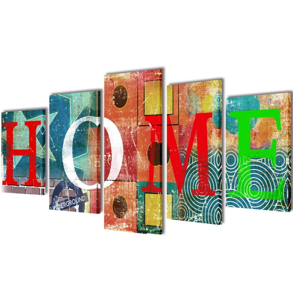 Canvas Wall Print Set Colourful Hoe Design S