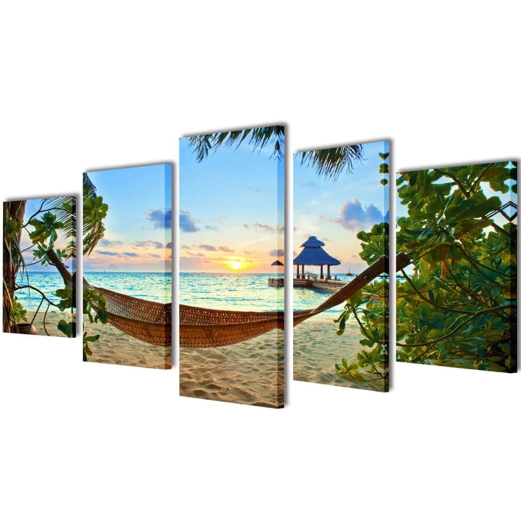 Canvas Wall Print Set Sand Beach with Haock  M