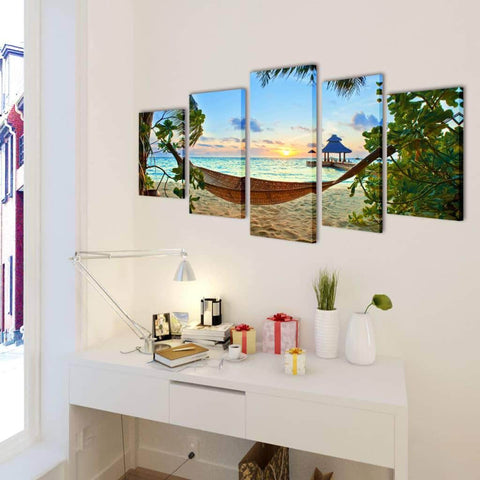 Canvas Wall Print Set Sand Beach with Haock  M