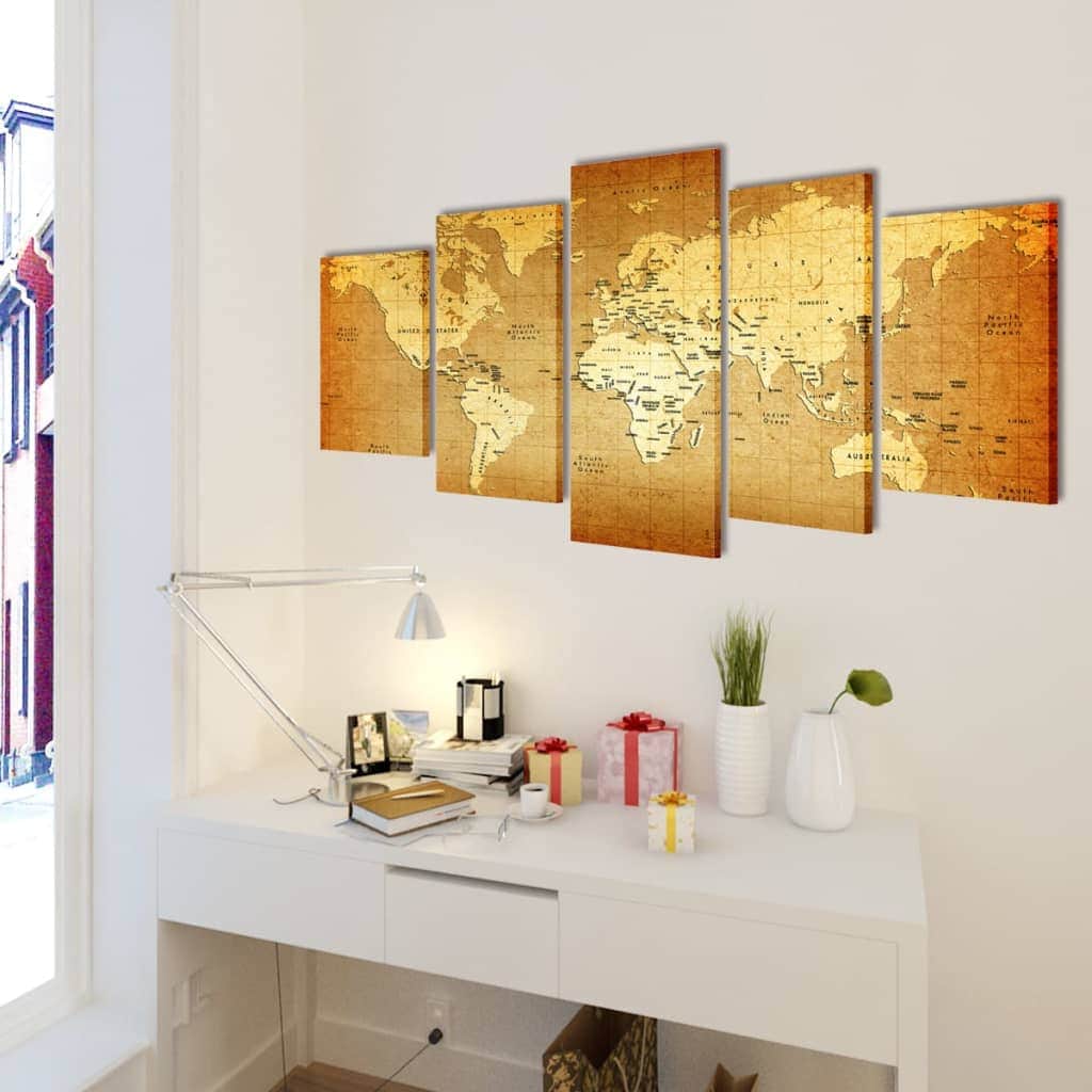 Canvas Wall Print Set World Map  M